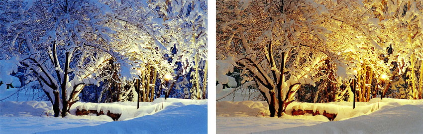 عکس زمستان با تراز سفیدی مختلف
